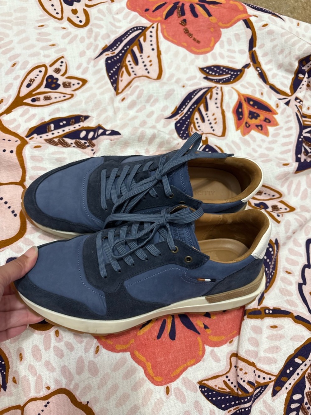 Allen Edmonds Lionel Sneaker Navy Sea Suede Size 9 - Picture 2 of 6